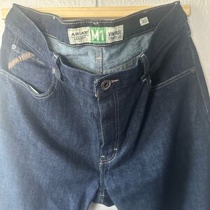 Ariat M1 Vintage Straight Leg Jeans - Blue Denim with Green Label